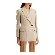 Dubbelbreasted Alpaca Blend Jas Brunello Cucinelli , Beige , Dames