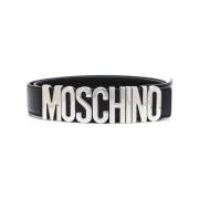 Zwart Logo Plaque Riem Moschino , Black , Heren