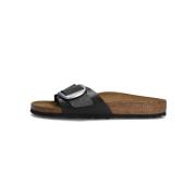 Madrid Big Buckle Dames Slippers Birkenstock , Black , Dames