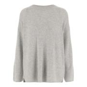 Kasjmier Zijde Crew Neck Sweater Grijs Allude , Gray , Dames