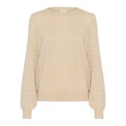 Veergrijs Melange Gebreide Trui Kaffe , Beige , Dames