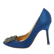 Pre-owned Suede heels Manolo Blahnik Pre-owned , Blue , Dames