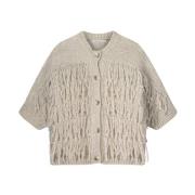 Fringe Gebreide Vest 3/4 Mouw Summum Woman , Beige , Dames