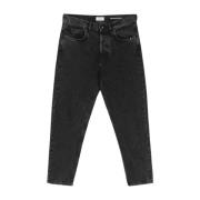 Zwarte Denim Jeans Rechte Pijp Amish , Black , Heren