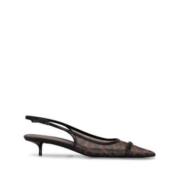 Dierenprint Mesh Slingback Pumps Saint Laurent , Brown , Dames