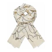 Geborduurde Sjaal Msafina Fog Masai , Beige , Dames