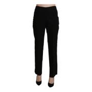 Zwarte Logo Detail Straight Broek Bencivenga , Black , Dames