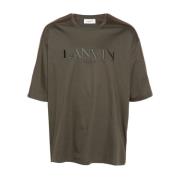 Geborduurd Logo Crew Neck T-shirt Lanvin , Gray , Heren