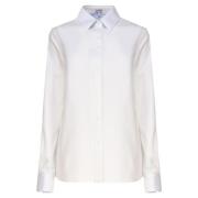 Wit Overhemd met Contrast Kraag Loewe , White , Dames