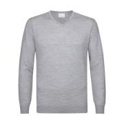 V-Neck Grey Mel Pullover Profuomo , Gray , Heren