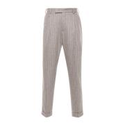 Grijze Wollen Pinstripe Broek PT Torino , Gray , Heren