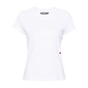 Hart Geborduurde Crew Neck Top Moschino , White , Dames