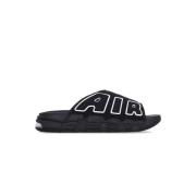 Air More Uptempo Slide Zwart/Wit Nike , Black , Heren