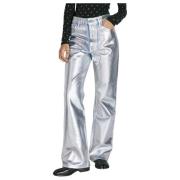 Metallic Coated Straight-Leg Denim Jeans Paco Rabanne , Gray , Dames