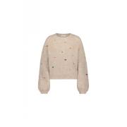 Beige Pullover met Hart Borduursel Fabienne Chapot , Beige , Dames