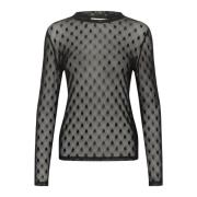 Mesh Blouse met Lange Mouwen Kaffe , Black , Dames