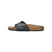 Zwarte Leren Slippers Catalina BS Birkenstock , Black , Dames