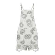 Witte Denim Jurk met Schoudervullingen One Teaspoon , White , Dames