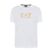 Korte Mouw T-Shirt Sportieve Stijl Emporio Armani EA7 , White , Heren