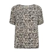 Tribal-geïnspireerde korte mouw viscose top Soyaconcept , Black , Dame...