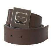 Bruin Leren Riem met Metalen Gesp Dolce & Gabbana , Brown , Dames