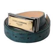 Groene Leren Logo Gesp Riem Dolce & Gabbana , Green , Dames