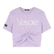 Paarse T-shirts en Polos met veiligheidsspeld Versace , Purple , Dames