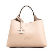 Schoudertas van generfd leer met logo Tod's , Beige , Dames