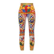 Zijden broek met Carretto-patroon Dolce & Gabbana , Multicolor , Dames