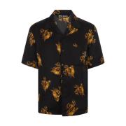 Zwarte Vlammende Monogram Shirt Palm Angels , Black , Heren