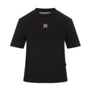 Zwart Monogram Logo T-shirt Palm Angels , Black , Dames