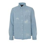 Alien Geborduurd Denim Overhemd by Parra , Blue , Heren