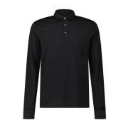 Katoenen Lange Mouw Polo Shirt Fedeli , Black , Heren