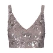 Grijze Paillet Crop Top P.a.r.o.s.h. , Gray , Dames