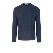 Blauwe Crew Neck Trui Wol Paolo Pecora , Blue , Heren