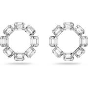 Witte Octagon Geslepen Hoepel Oorbellen Swarovski , Gray , Dames