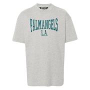 College Stijl Katoenen T-shirt Grijs Palm Angels , Gray , Heren