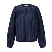 Katoenen Blouse met Kantpatroon Ulla Johnson , Blue , Dames