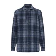 Tartan Cashmere Overshirt Kiton , Blue , Dames