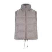 Kasjmier Gewatteerd Grijs Gewatteerd Gilet Agnona , Gray , Dames