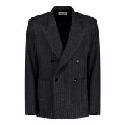 Pinstripe Double Breasted Jacket Laneus , Gray , Heren