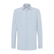 Elegante Gestreepte Katoenen Overhemd Kiton , Blue , Heren