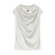 Zijden Gedrapeerde Blouse Kiton , White , Dames