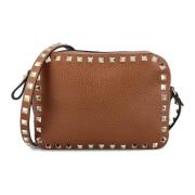 Studded Leather Bag Brown Valentino Garavani , Brown , Dames