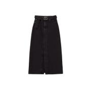 Zwarte denim jeans rok met riem Twinset , Black , Dames