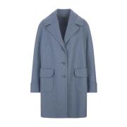 Blauwe Wollen Single-Breasted Jas Ermanno Scervino , Blue , Dames