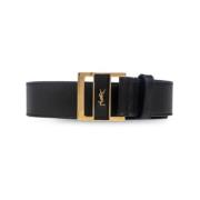 Gouden Gesp Zwarte Plaat Riem Saint Laurent , Black , Dames