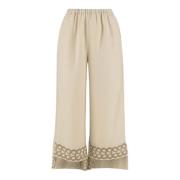 Linnen broek met borduursel By Herenne Birger , Beige , Dames