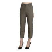 Logo-Detailed High Waist Cropped Pants Bencivenga , Gray , Dames