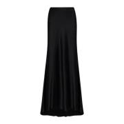 Zijden Satijnen Maxi Rok Kiton , Black , Dames